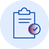 Icon of a clipboard and check mark, representing how Genetix CARES supports you in insurance and planning